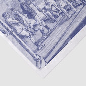 Vintage roeiers in boot aan de steiger tissuepapier (Detail)