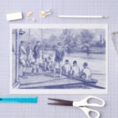 Vintage roeiers in boot aan de steiger tissuepapier (Craft)