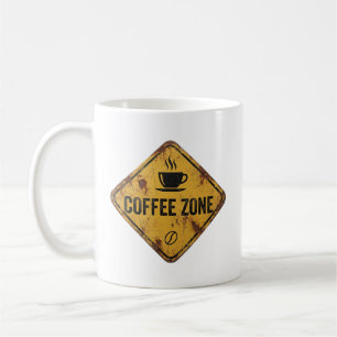 Vintage Roestige Coffee Zone Metalen Bord Grappig Koffiemok