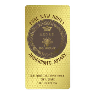 Vintage roestige gouden koningin bij honingpot imk etiket
