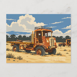 Vintage Roestige Truck Sturt Stony Desert Feestdagenkaart