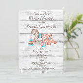 Vintage roestvrij baby shower kaart (Staand voorkant)
