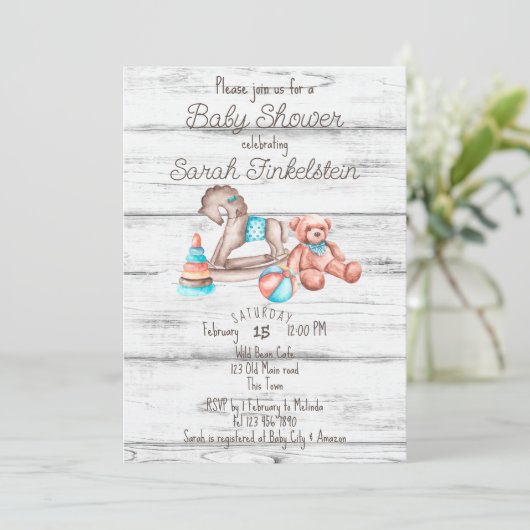 Vintage roestvrij baby shower kaart (Staand voorkant)