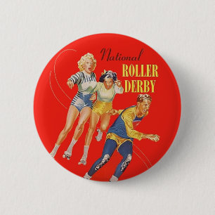 Vintage Roller Derby Programma heeft betrekking op Ronde Button 5,7 Cm