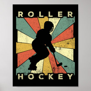 Vintage Roller Hockey Sport Retro Poster