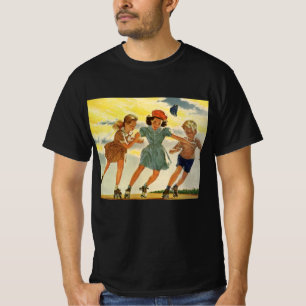 Vintage Roller Skeen Fun Kinderen Jongens en Meisj T-shirt
