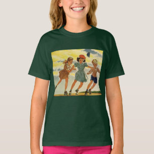 Vintage Roller Skeen Fun Kinderen Jongens en Meisj T-shirt