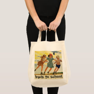Vintage Roller Skeen Fun Kinderen Jongens en Meisj Tote Bag
