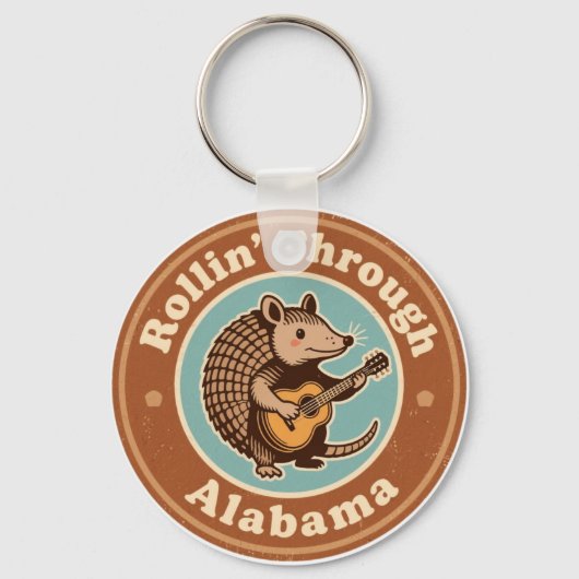 Vintage Rollin Through Alabama Armadillo Funny Sleutelhanger (Voorkant)