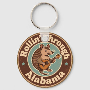 Vintage Rollin Through Alabama Armadillo Muziek Sleutelhanger