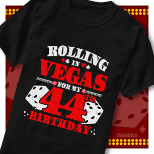 Vintage Rolling In Vegas 44ste Verjaardagsfeest T-shirt