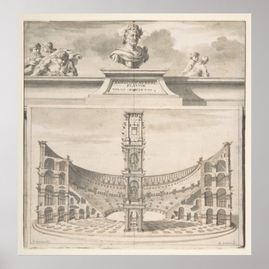 Vintage Roman Colosseum Illustrative Diagram Poster (Voorkant)