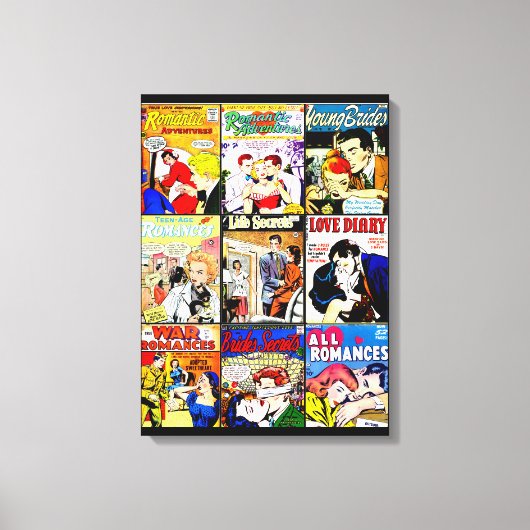 Vintage Romance Comic Book Cover Collage Canvas Afdruk (Voorkant)