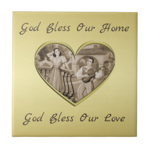 Vintage Romance stel, man en vrouw, goud Tegeltje