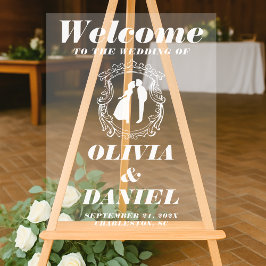 Vintage Romance Welcome for Weddings Acryl Bord