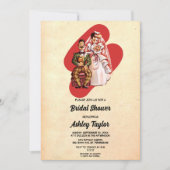 Vintage Romantic Bride Groom Retro Vrijgezellenfee Kaart (Voorkant)