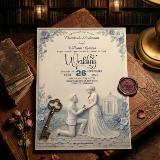 Vintage Romantic Chapel Wedding Kaart