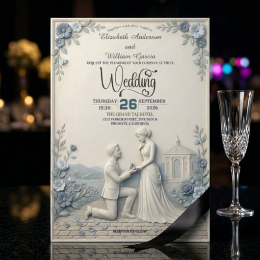 Vintage Romantic Chapel Wedding Kaart