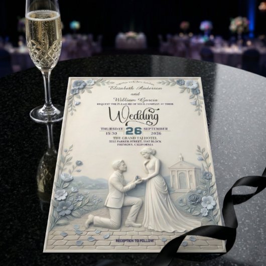 Vintage Romantic Chapel Wedding Kaart