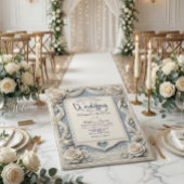 Vintage Romantic Neoclassical Blue 3D Rose  Kaart