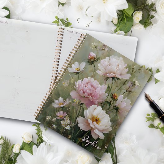 Vintage Romantic Pastel Wildflower Personalized Planner