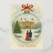 Vintage Romantic Pride and Prejudice Christmas Folie Feestdagenkaart (Voorkant)