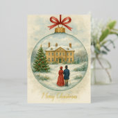 Vintage Romantic Pride and Prejudice Christmas Folie Feestdagenkaart (Staand Voorkant)