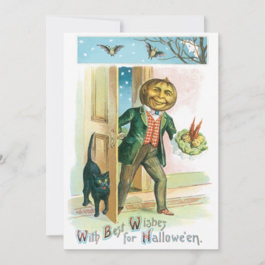 Vintage Romantic Pumpkin Head Halloween Kaart (Voorkant)