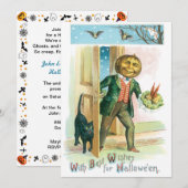 Vintage Romantic Pumpkin Head Halloween Kaart (Voorkant / Achterkant)