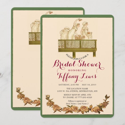 Vintage Romantic Rustic Floral Vrijgezellenfeest Kaart (Voorkant / Achterkant)