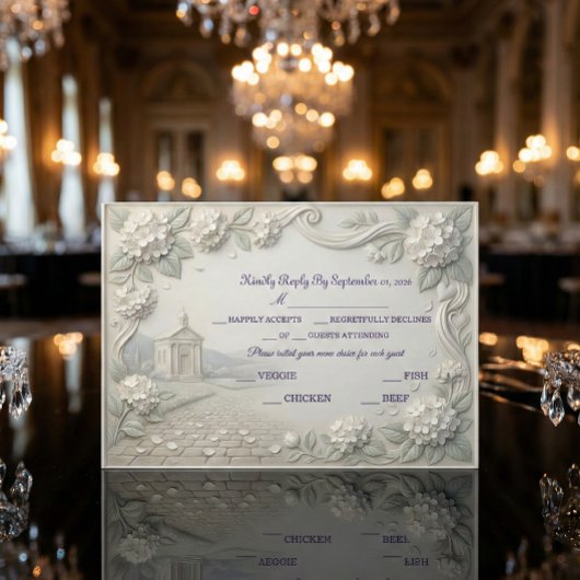 Vintage Romantic Sage Cream Hydrangea RSVP Kaartje