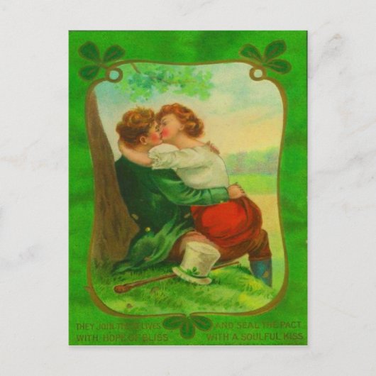 Vintage Romantisch Iers Koppel St. Patrick's Day Briefkaart (Voorkant)
