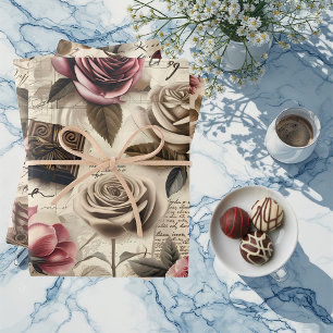 Vintage Romantisch Junk Journal Decoupage Victoria Inpakpapier Vel