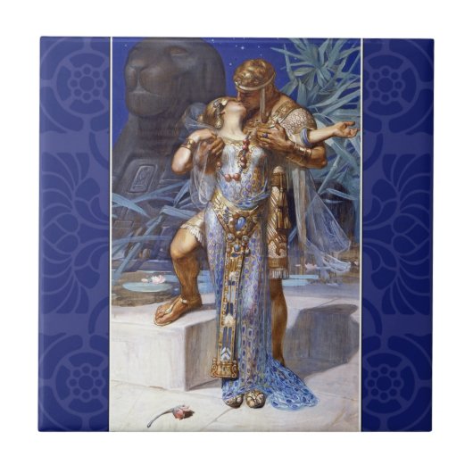 vintage romantisch koppel anthony cleopatra klassi tegeltje (Voorkant)