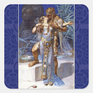 vintage romantisch koppel anthony cleopatra klassi vierkante sticker