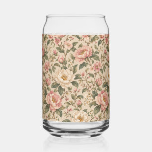 Vintage Romantisch Pioen & Rozen Tuin Patroon Blikvorm Glas