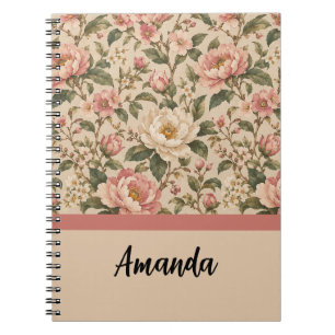 Vintage Romantisch Pioen & Rozen Tuin Patroon Notitieboek