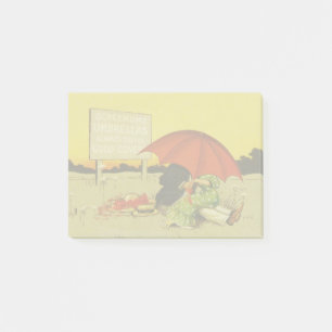 Vintage Romantisch Stel met Rode Paraplu Grappig Post-it® Notes