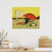 Vintage Romantisch Stel met Rode Paraplu Grappig Poster (Keuken)