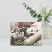 Vintage Romantische Kerstmis van allebei van ons Feestdagenkaart (Staand voorkant)