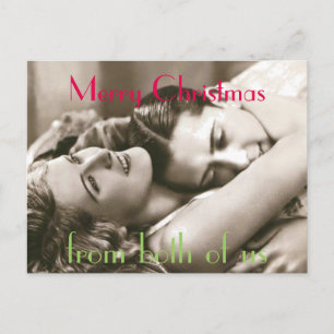 Vintage Romantische Kerstmis van allebei van ons Feestdagenkaart
