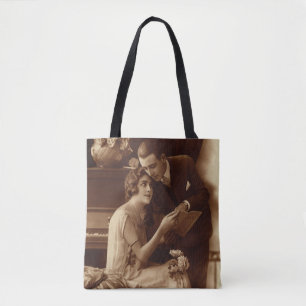 Vintage Romantische Muziek, Liefde en Romance Lief Tote Bag