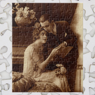 Vintage romantische muziek, liefde- en romantiekfa legpuzzel