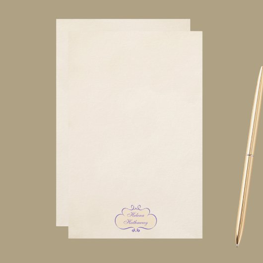 Vintage Romantische Naam Schild Briefpapier