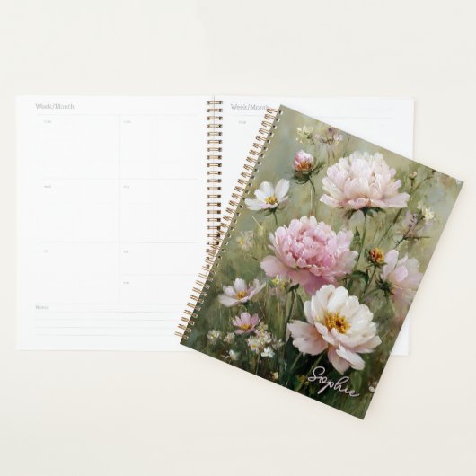 Vintage Romantische Pastelkleurige Wilde Bloem Gep Planner (Display)
