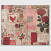 Vintage Romantische Roos Collage (1) Cadeaupapier (Vlak)