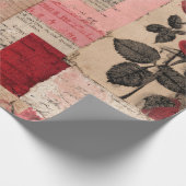 Vintage Romantische Roos Collage (1) Cadeaupapier (Hoek)