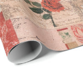 Vintage Romantische Roos Collage (1) Cadeaupapier (Rol Hoek)