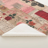 Vintage Romantische Roos Collage (1) Sherpa Deken (3/4)