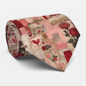 Vintage Romantische Roos Collage (1) Stropdas (Opgerold)